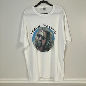 "Jesus, Walter" The Dude Big Lebowski Graphic Print Movie T Shirt White XL VTG